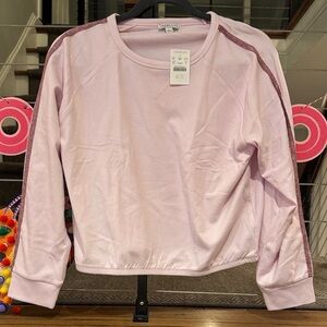 J Crew Girl’s Light Pink Sweatshirt with Glitter Stripes